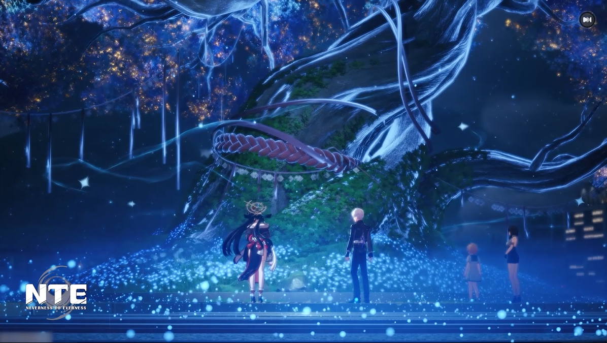 A blue-lit official Neverness to Everness landscape